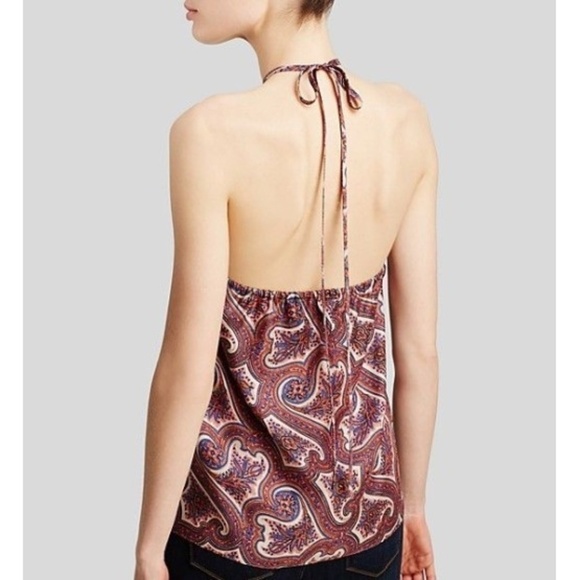 Theory Stasinia Verdana Paisley Print Silk Halter Top, Multicolor - Picture 2 of 2